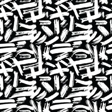 Brush stroke seamless pattern, hand drawn grunge textured background vector i Stock Illustration