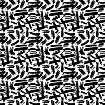 Brush stroke seamless pattern, hand drawn grunge textured background vector i Stock Illustration