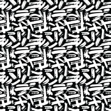 Brush stroke seamless pattern, hand drawn grunge textured background vector i Stock Illustration
