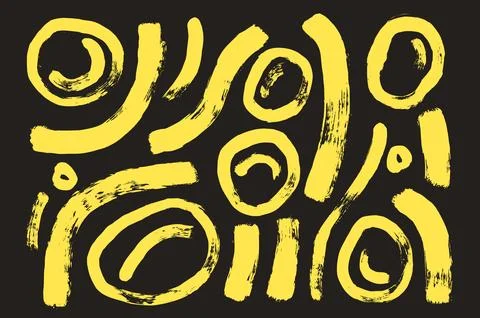 Brush stroke squiggle and circles chalk lines. Vector hand drawn wave round Stockillustratie