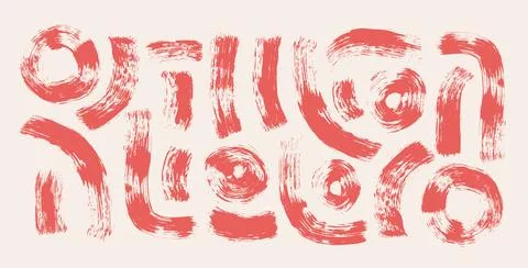 Brush stroke squiggle and circles ink lines. Vector hand drawn wave round paint Stock Illustration