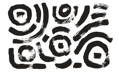 Brush stroke squiggle and circles lines. Vector hand drawn wave round paint Stock Illustration