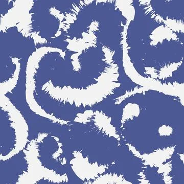 Brush stroke Swirl textile pattern design in blue and white for fashion and.. Stock Illustration