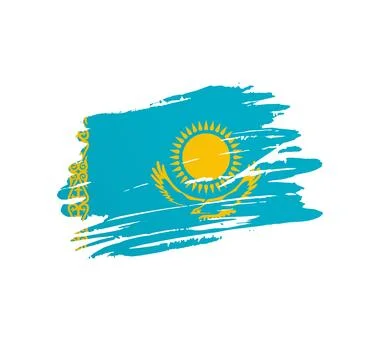 Brush stroke texture flag of Kazakhstan Illustrazione stock