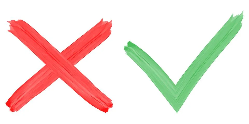 Brush Stroke X mark Cross and Check Tick Symbols Illustrazione stock