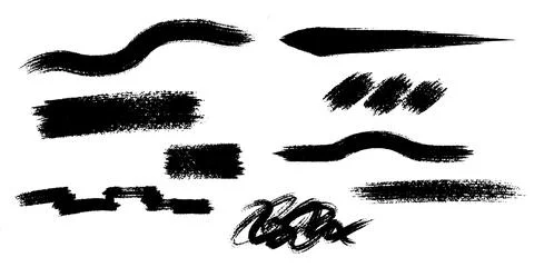 Brush Strokes and Scribbles Elements set, grunge brush strokes texture イラスト素材