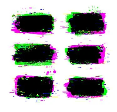 Brush strokes banners with glitch effect Stock Illustration