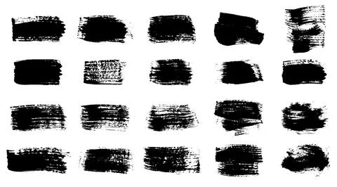 Brush strokes black paint, set of  grunge design elements.  Vector illustrati Illustrazione stock