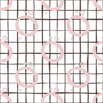 Brush strokes circles backdrop. Circle seamless pattern on stripes background Stock Illustration