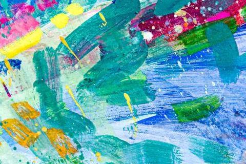 Brush strokes of different colors on a canvas Stock Illustration