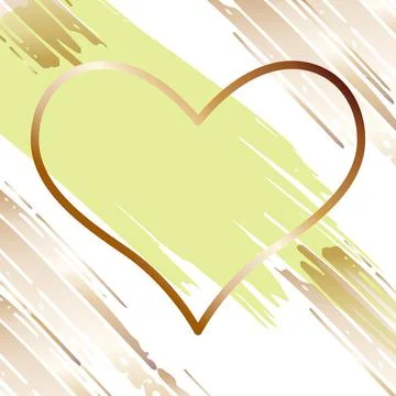 Brush strokes with gradient bronze lines heart Illustrazione stock