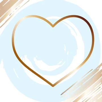 Brush strokes with gradient bronze lines heart Stock Illustration