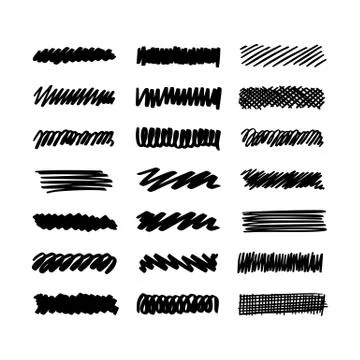 Brush strokes hand drawn set Stock Illustration