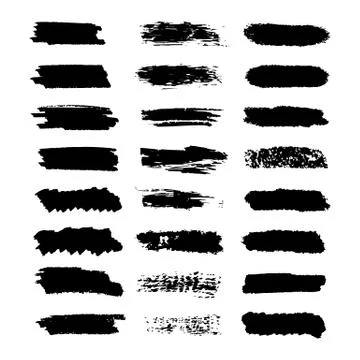 Brush strokes hand drawn set Stock Illustration