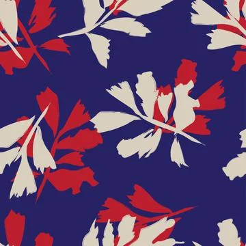 Brush Strokes Leaf Seamless Pattern Design Stock Illustration