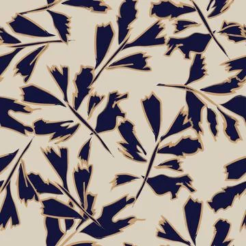 Brush Strokes Leaf Seamless Pattern Design イラスト素材