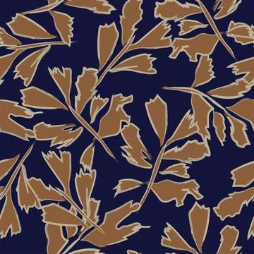 Brush Strokes Leaf Seamless Pattern Design Stock Illustration