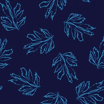 Brush Strokes Leaf Seamless Pattern Design Illustrazione stock