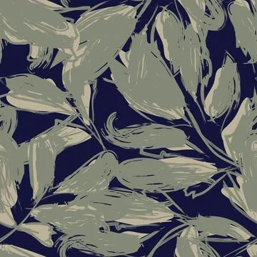 Brush Strokes Leaf Seamless Pattern Design イラスト素材