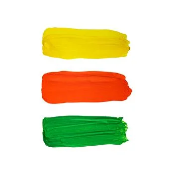 Brush strokes with multicolored paints, yellow, red, green Stock Illustration
