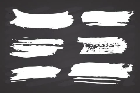 Brush strokes Set hand drawn grunge texture vector illustration on chalkboard Stock Illustration