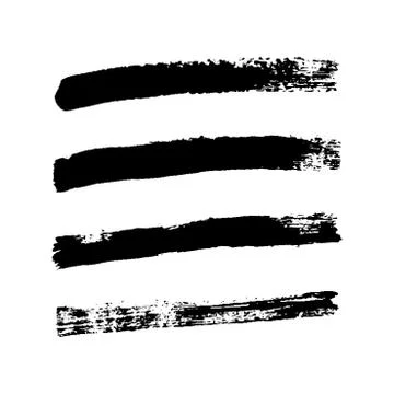 Brush strokes set, isolated white background. Black paint brush. Grunge textu Stock Illustration