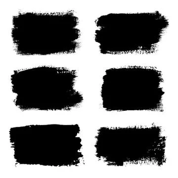 Brush strokes set, isolated white background. Black paint brush. Grunge textu Stock Illustration