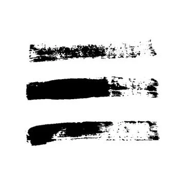Brush strokes set, isolated white background. Black paint brush. Grunge textu Stock Illustration