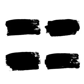 Brush strokes set, isolated white background. Black paint brush. Grunge textu Stock Illustration