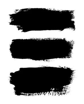 Brush strokes set, isolated white background. Black paint brush. Grunge textu Stock Illustration