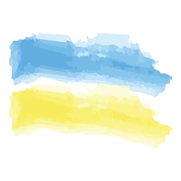 Brush strokes with shades of the Ukrainian flag in a watercolor style on a Illustrazione stock