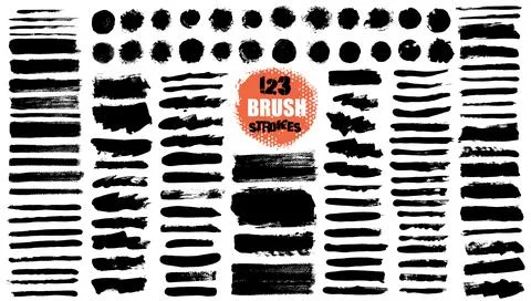 Brush strokes vector bundle. Set of round and rectangle text boxes Stock Illustration
