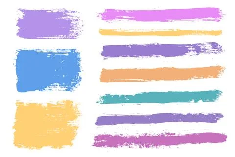 Brush strokes vector. Colorful backgrounds. Set of text boxes Illustrazione stock