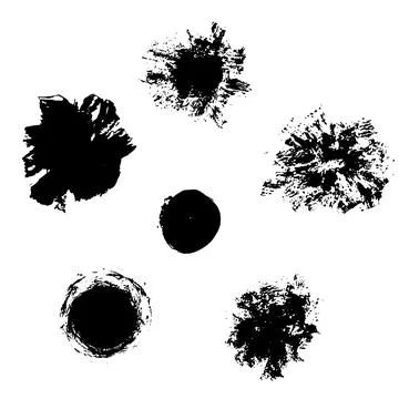 Brush strokes vector. Exploding blobs, burst blots and round painted backgrounds Stock Illustration
