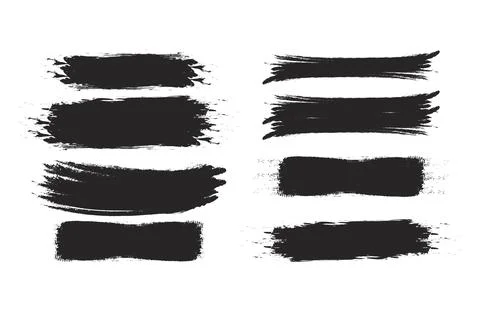Brush strokes. Vector paintbrush set. Grunge design elements. Rectangle tex.. Stock Illustration