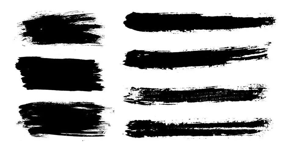 Brush strokes vector. Painted rectangles and long strokes Illustrazione stock