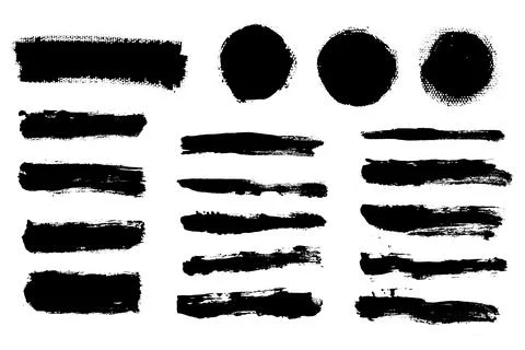 Brush strokes vector. Painted rectangles, round, long and diagonal strokes Stock Illustration