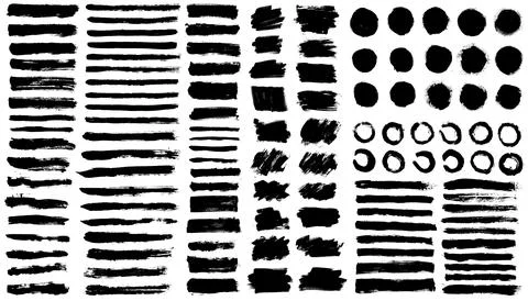 Brush strokes vector. Painted round, circle, enso, rectangular and long strokes Illustrazione stock