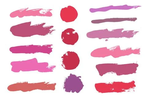 Brush strokes vector. Purple, red and pink backgrounds. Lipstick or nail polish Stock Illustration