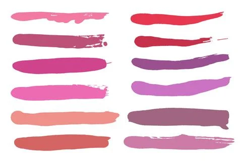 Brush strokes vector. Purple, red and pink backgrounds. Lipstick or nail polish Stock Illustration