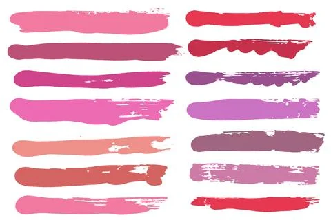 Brush strokes vector. Purple, red and pink backgrounds. Lipstick or nail polish Stock Illustration