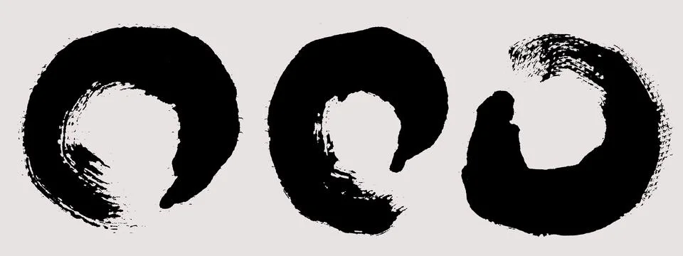 Brush strokes vector. Round and enso shapes Stock Illustration