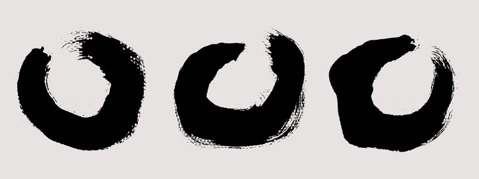 Brush strokes vector. Round and enso shapes Stock Illustration