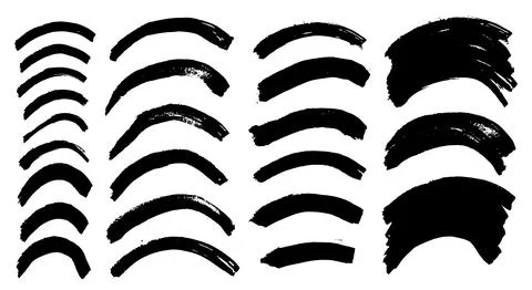 Brush strokes vector. Set of bended shapes. Paintbrush collection Stock Illustration