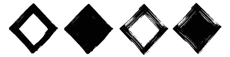 Brush strokes vector. Set of rhombus text boxes and frames. Grunge design Stock Illustration