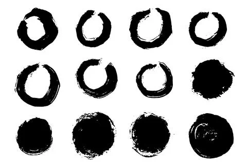 Brush strokes vector. Set of round text boxes and frames Stock Illustration
