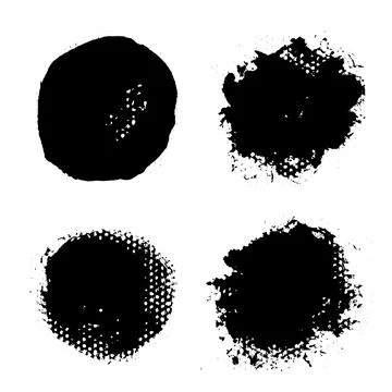 Brush strokes vector. Set of round text boxes. Grunge design elements Stock Illustration
