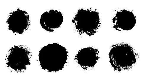 Brush strokes vector. Set of round text boxes. Grunge design elements イラスト素材