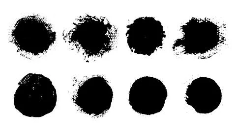 Brush strokes vector. Set of round text boxes. Grunge design elements Stock Illustration