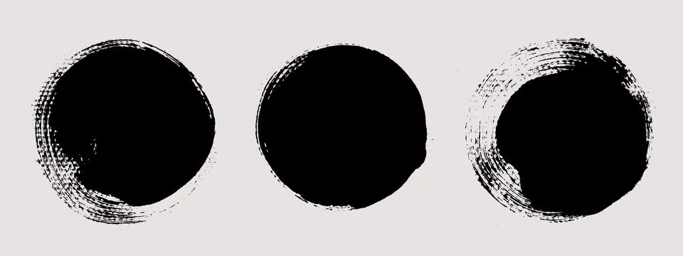 Brush strokes vector. Set of round text boxes Stock Illustration